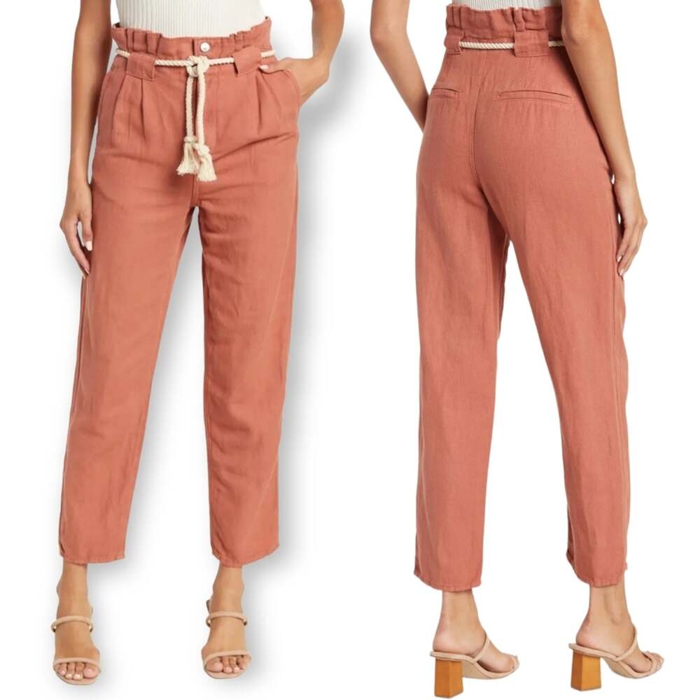Veronica Beard Karter paperbag linen blend crop pants size 8